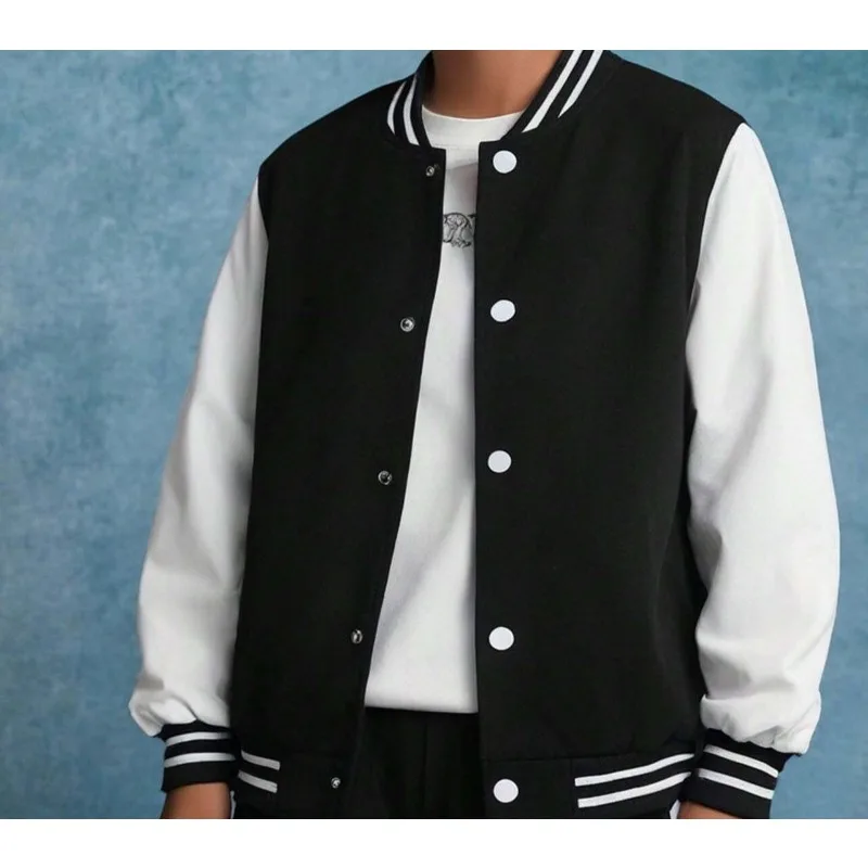 سترة بيسبول بغطاء للرأس بلون سادة للرجال للخريف والشتاء، نمط للجنسين، ملابس شارع عالية الجودة، سترة رجالي #3