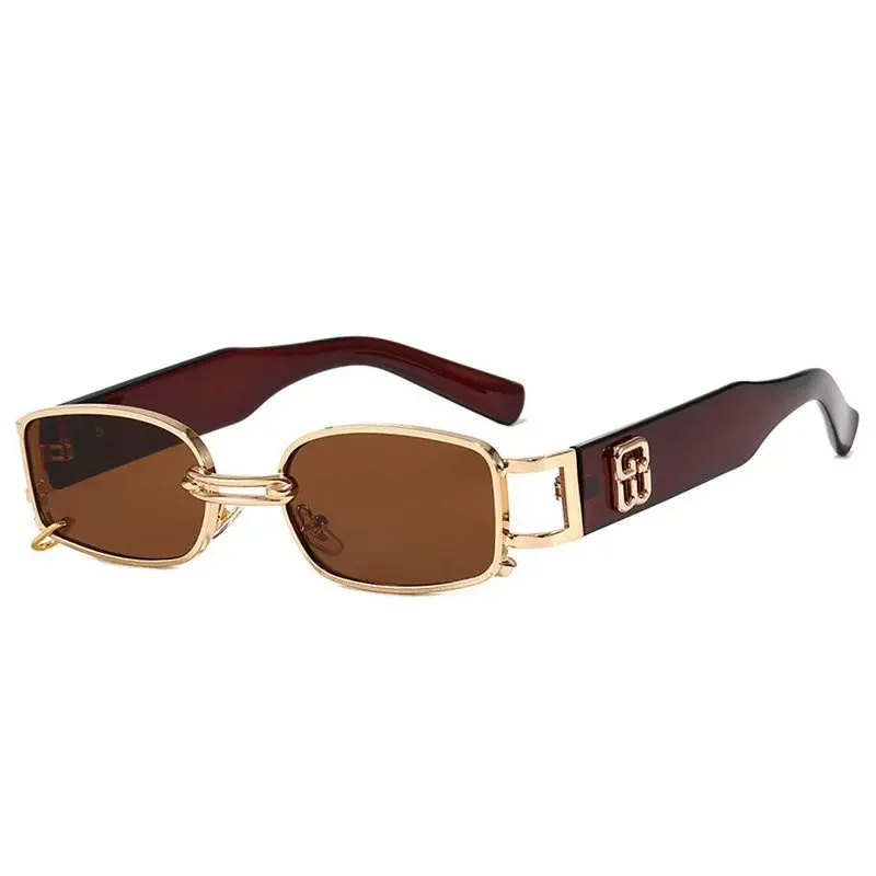 Vintage Square Sunglasses Metal Ring Women\'s Luxury Designer Funny Sun Glasses Shades for Men Oculos UV400 2020 Brand SG038
