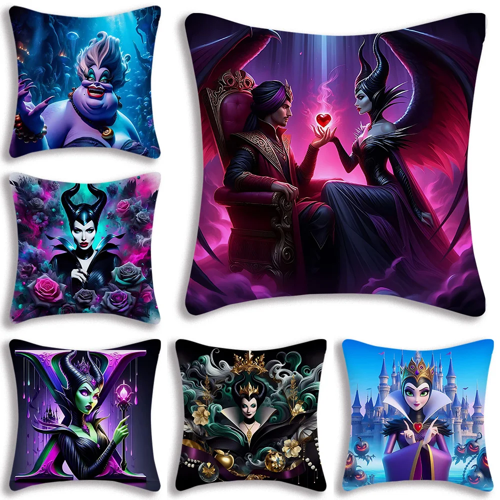 Princess Villains Queen Disneys Pillow Covers Cartoon Sofa Decorative Home Double-sided Printing Short Plush Cute Cushion Cover