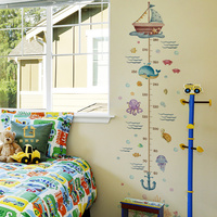 Cartoon Ocean Animal Growth Chart - Whale Dolphin Removable Height Ruler Sticker, Kids Room Marine Decor Wall Art Decals