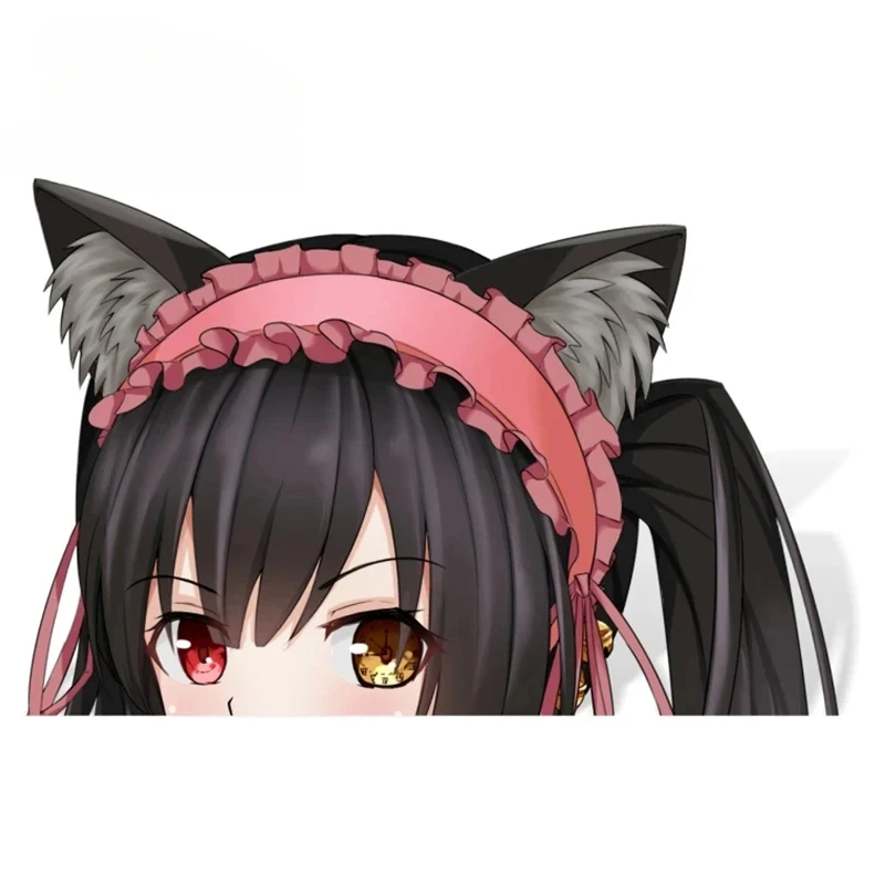 13X8.7 سنتيمتر الكرتون فتاة Kurumi Tokisaki Peeker ملصق الكتابة على الجدران ملصقات كبير رئيس الفينيل أنيمي نظرة خاطفة ملصق مائي مقاوم للماء PVC KK