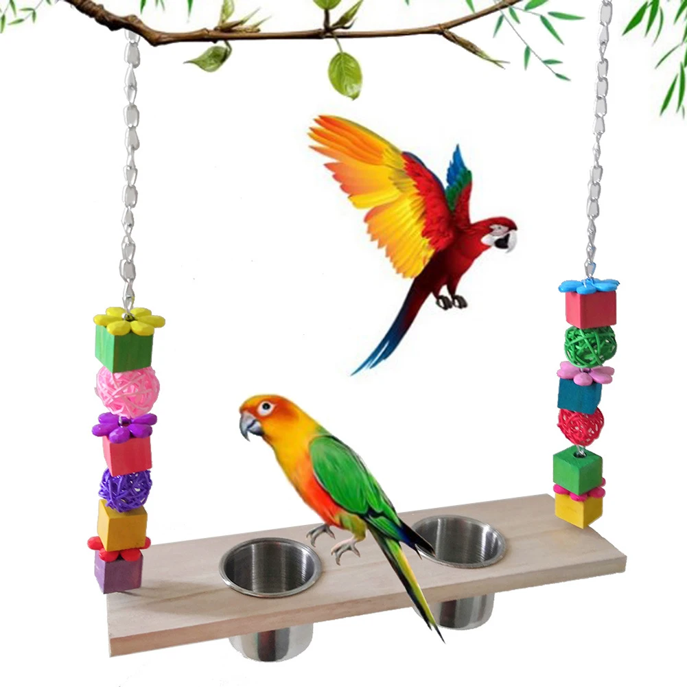 

SWEETHOME WOODEN Bird Swing PlatformParrot Parakeet Play Gyms Exercise Stands Mounted On Cage For Green Cheeks Hamster Budgie