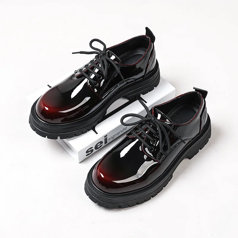 Luxury 4 Colors Outdoor Safety Shoes Patent Leather Work Shoes Casual Oxford Shoes Lace Up Men Wear Resistant Shoes