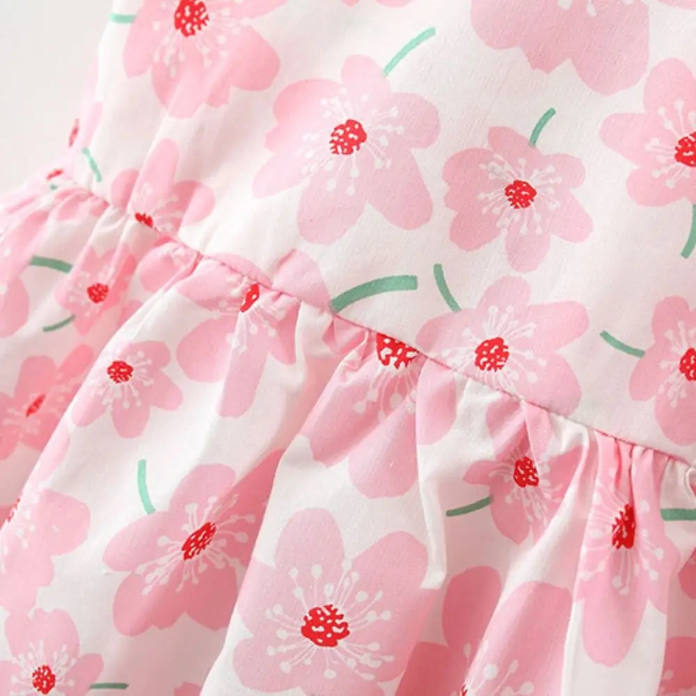 فستان الأميرة الأنيق بعقدة على شكل فيونكة للفتيات الصغيرات من القطن بدون أكمام مع قبعة فستان جميل فضفاض للأطفال على شكل زهرة هدية عيد ميلاد #2