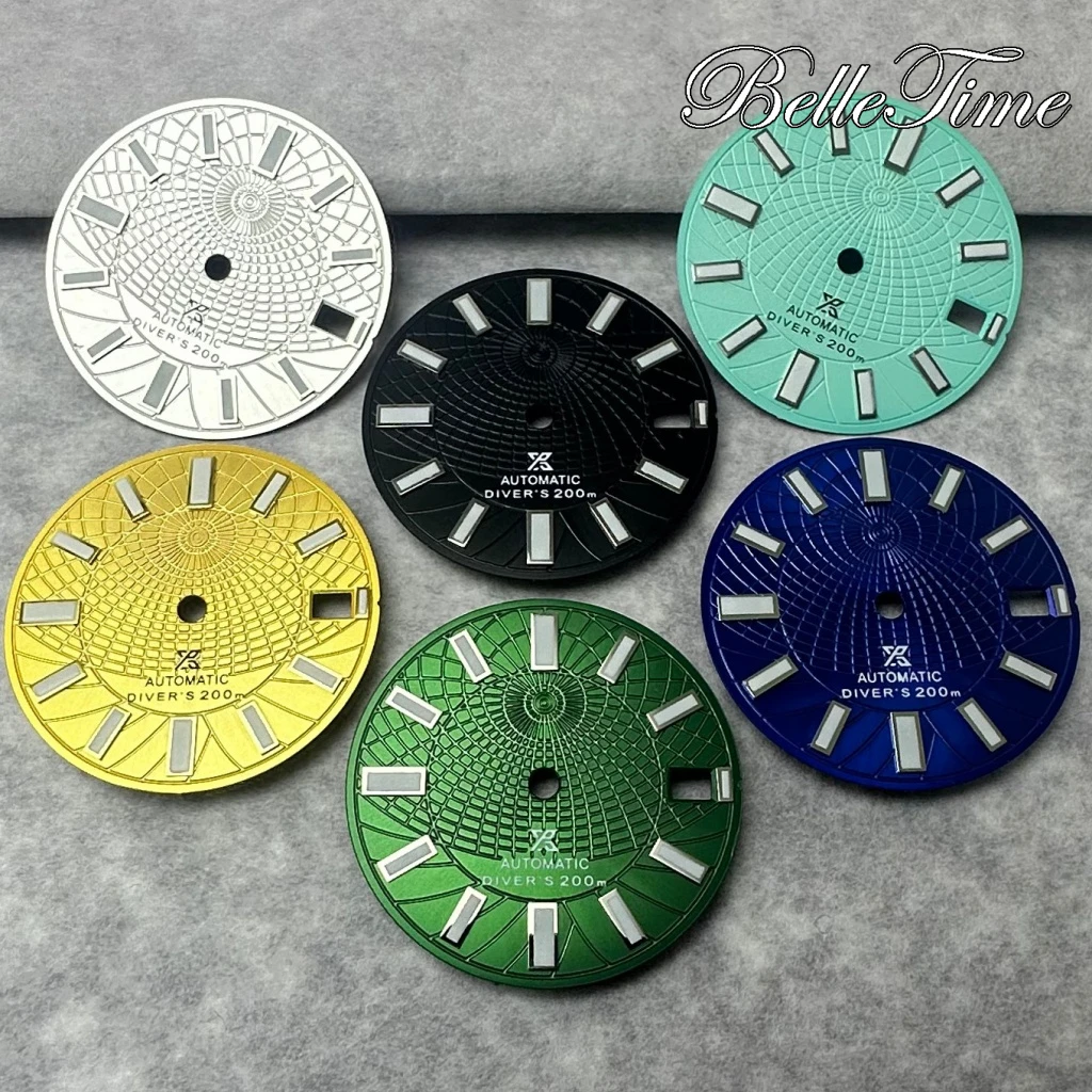 28.5mm NH35 Dial Single Calendar Watch Dial White/Blue/Black/Sky Blue Fit NH35 NH36 Movement Green Luminous  Dial Accessories