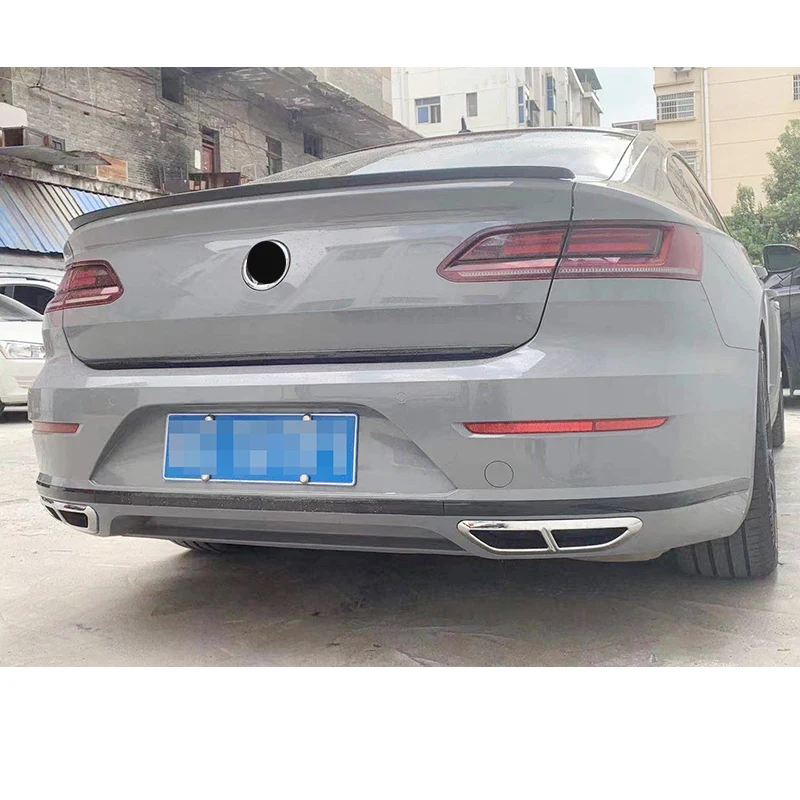 For VW Arteon Four Outlet Exhaust 2018 2019 2020 2021 2022 2023 Shooting Brake Rear Bumper Chrome Black Decoration