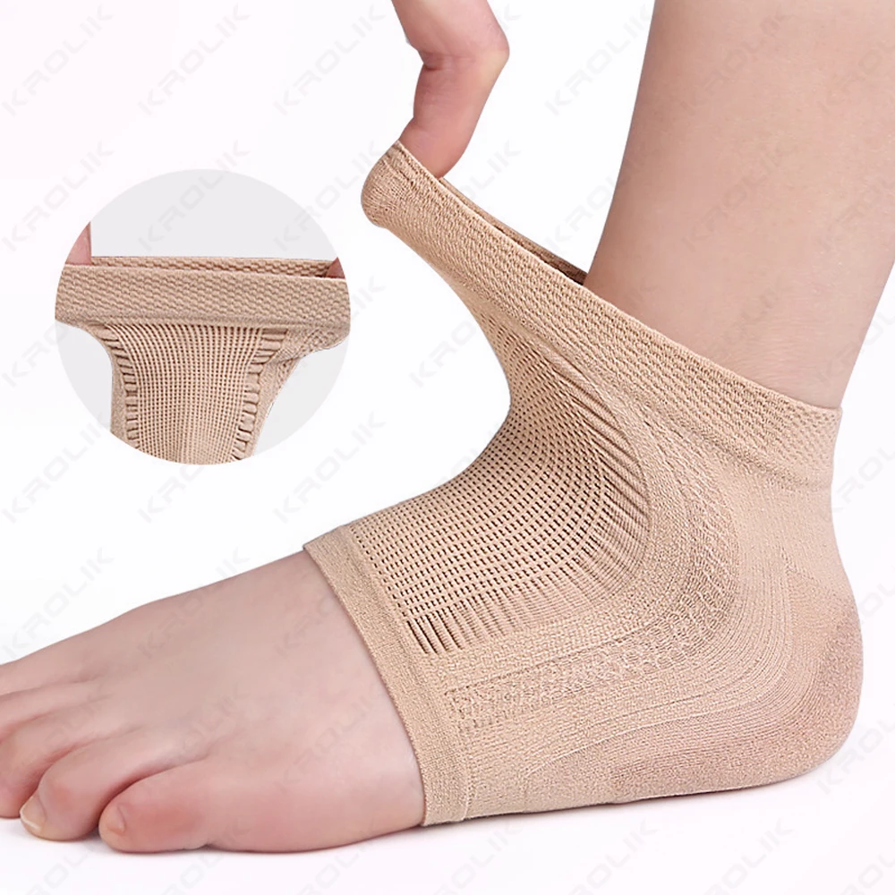 2 Pair Mesh Gel Silicone Heel Socks Foot Cover Moisturizing Anti-wear Anti-dry Cracking Half Short Socks Heel Protector