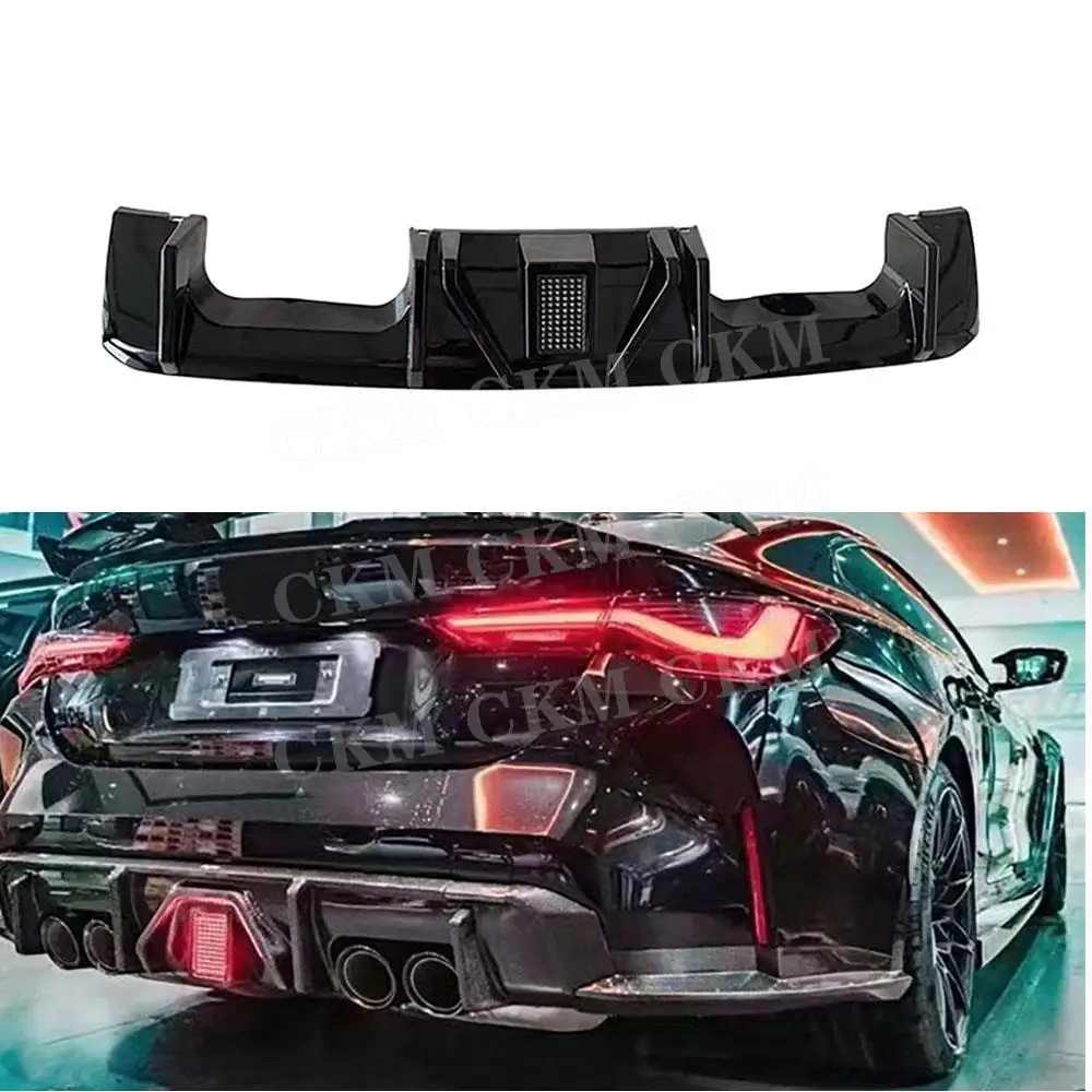 

CKMUUER Carbon Fiber Rear Diffuser With Led Light Car Lip Spoiler Accessories for BMW G80 G82 G83 M3 M4 2021+ABS Back Lip Guard