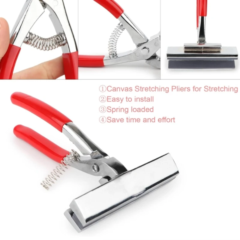 Professional Canvas Pliers Stretcher Bars with Padded Spring Return Handle Draw Painting Tool for Clamp Art Oil Painting