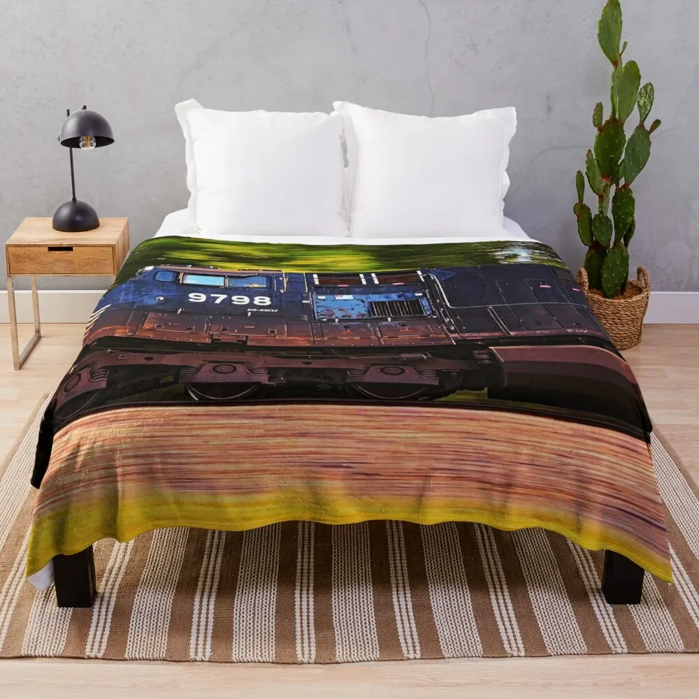 

Norfolk Southern Locomotive going 55 MPH Throw Blanket Warm Accent Blanket for Living Room Decoration