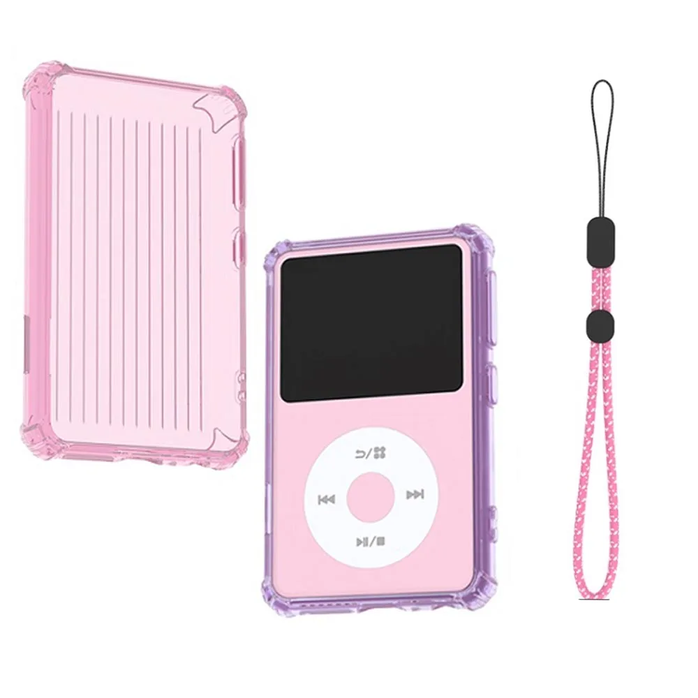 Transparent TPU Protective Case for innioasis Y2 MP3 Player Soft Shockproof Cover with Hand Strap Transparent Purple