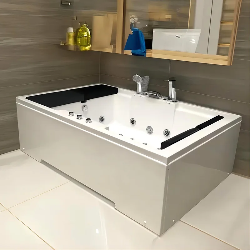 

Квадратная акриловая ванна Jacuzzi для серфинга, двойная глубокая ванна для замачивания, независимая интеллектуальная термостатическая ванна