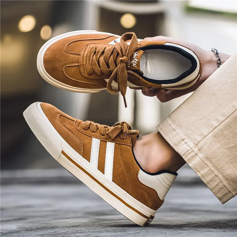 Mode Braun Flache Vulkanisierte Schuhe Komfortable Günstige Marke Skateboard Schuhe Männer Heißer Verkauf männer Casual Sneaker zapatillas hombre