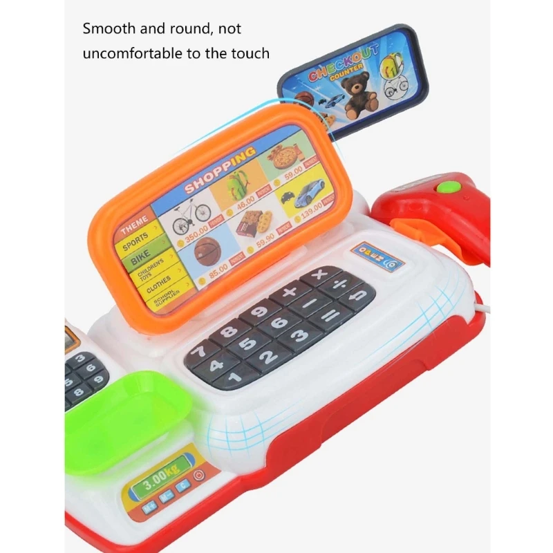 Kids Cash Register Supermarket Toy Set with Scanner Calculator Light Sound Kid Pretend Play Supermarket Toy Gift