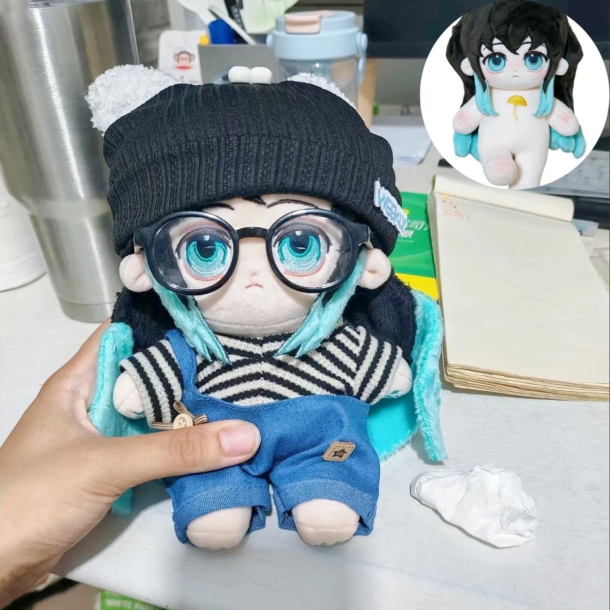 In Stock 20cm  Anime Demon Slayer Tokitou Muichirou Beast Ears Cotton Doll Peripheral Dress Up Plush Dolls Figures Toys Gifts