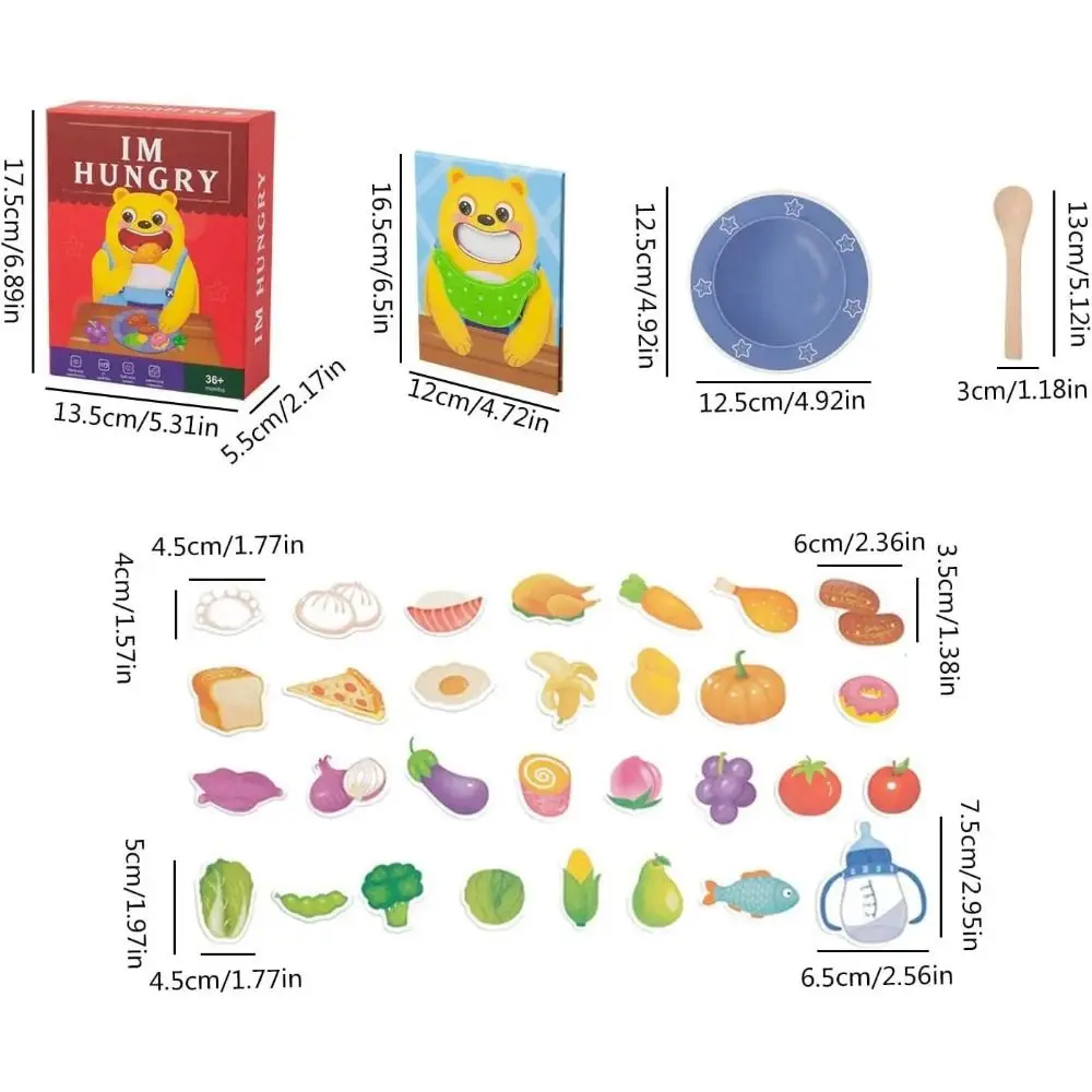 Food Feeding Simulation Feeding Game Role Play Simulation Bear Pretend Food Set Spoon Paper Parent-Child Feeding Toy