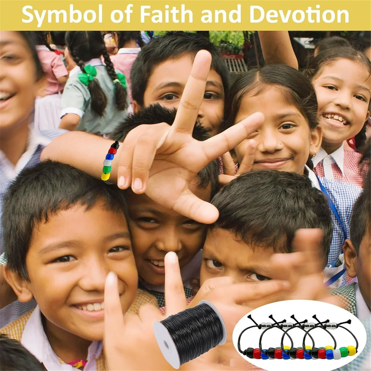 FZFZ 1400 قطعة مجموعة أساور الخطة السائبة عديمة الكلمات مع 100 ياردة مشمع خيط القطن الحبل الخرز المسيحي للأساور