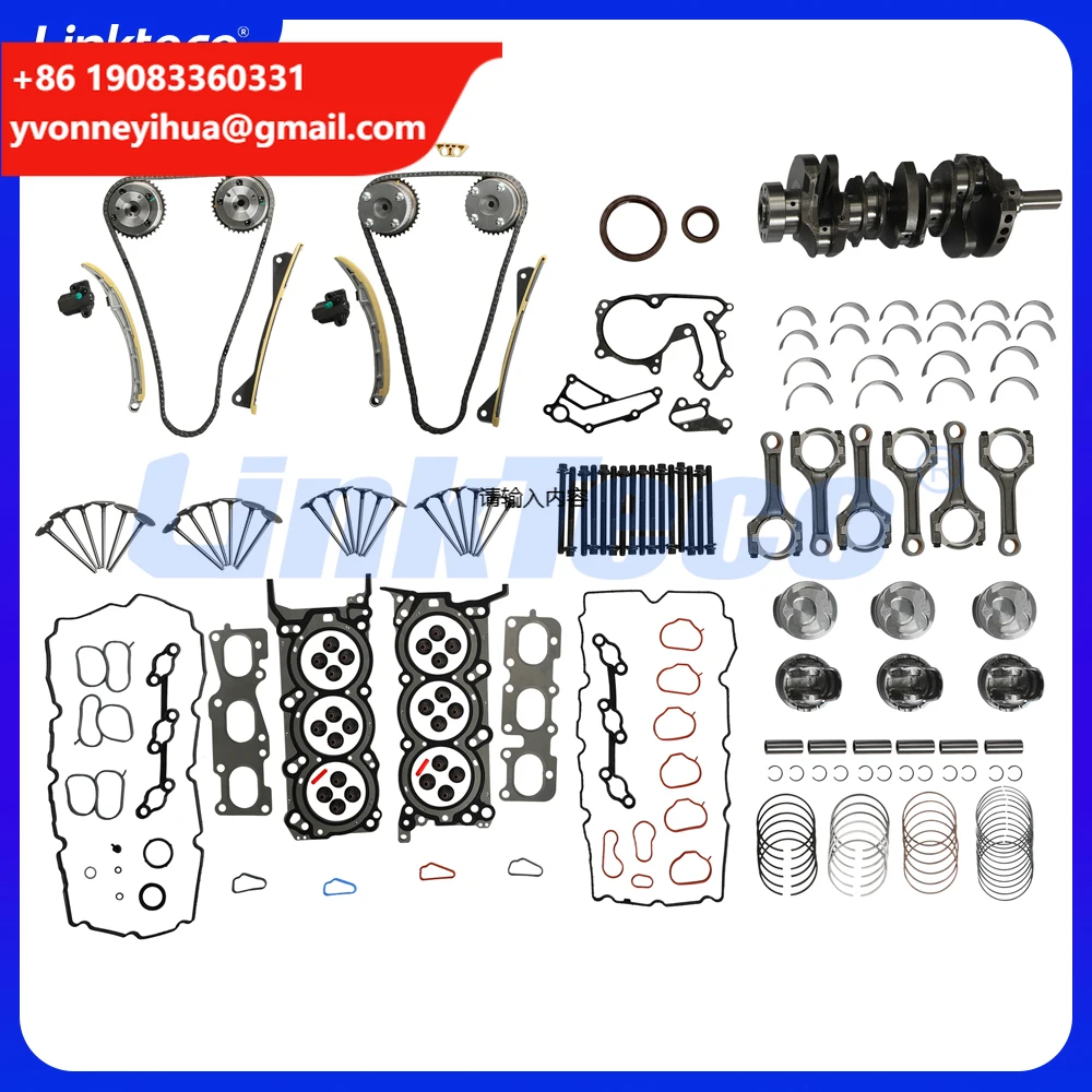 

Engine Rebuild Kit Crankshaft Bearing Piston Head Gasket Set Timing Chain Kit For 3.3 11-19 Hyundai Kia Santa Sedona G6DH 3.3L