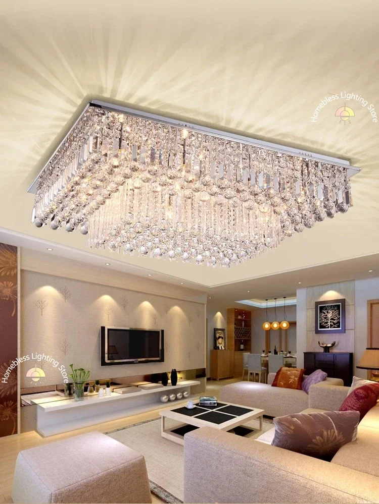 Modern Crystal Ceiling Lamp Pendant Lighting Home Lustre Living Room Bedroom Hotel Hall Top Crystal Lamp 3 Color Lighting