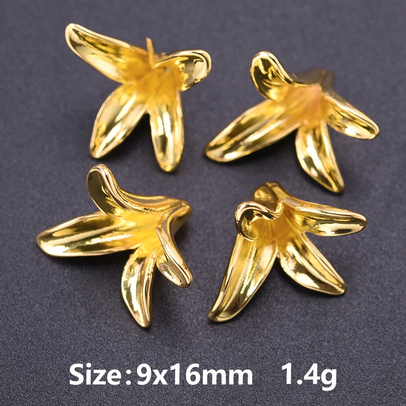 10pcs/Lot Fashion Plant Flower New Alloy Material Pendant Tulip Lily Fringe Hollowing Flower Charms Necklace Earring Accessories