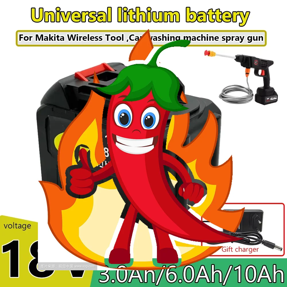 

18V universal lithium battery 10Ah 6.0Ah 3.0Ah, can be used for pastoral tools, Car washing machine spray gun, watering guns