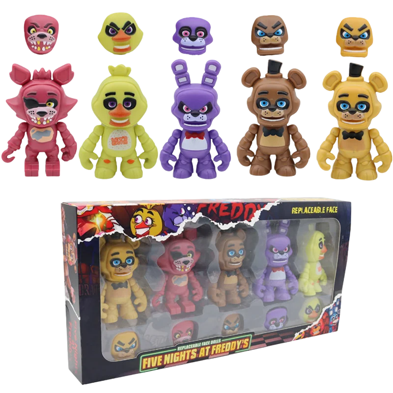 

Фигурки FNAF, персонаж, игровая модель, полуночная игрушка, Foxy Chica, сменные маски, фигурка, периферия, детские подарки на день рождения, игрушки