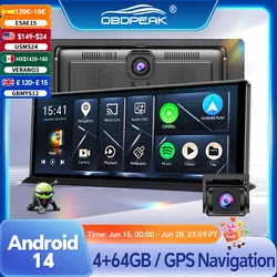 K60 Pro Rearview DVR Android 14 DashCam Wireless CarPlay Android Auto Dual Lens 1080P Video Recorder GPS Navigation WIFI Reverse