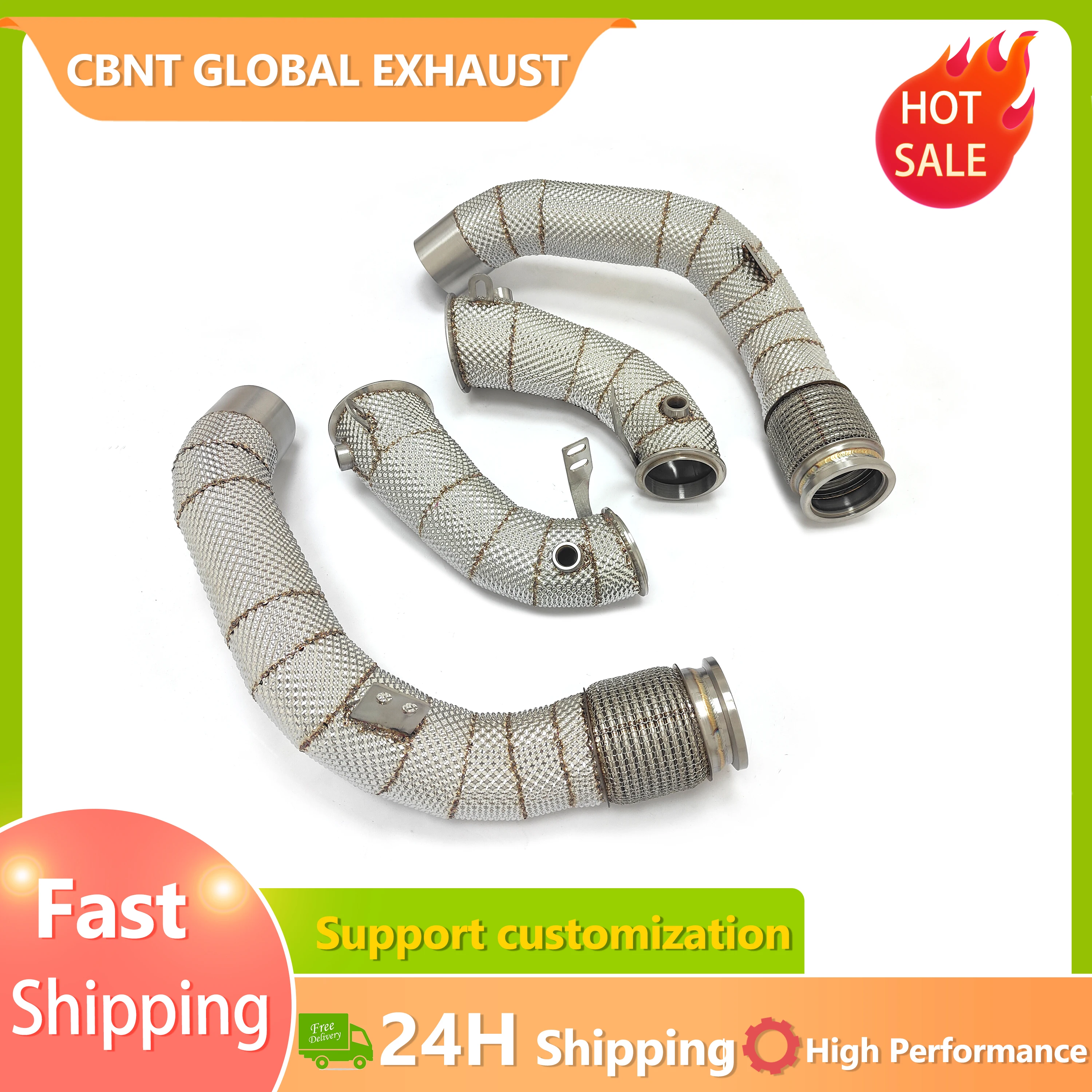 

CBNT Ready Stock Exhaust Downpipe for BMW M5 Competition F90 4.4T High Quality with Heat Wrap SS304 Exhaust header-Pipe