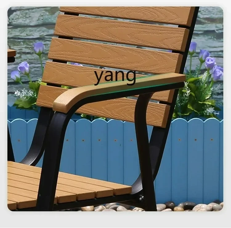 LTT mesas y sillas de madera de plástico para exteriores impermeables y protector solar aleación de aluminio patio de villa cuadrado al aire libre