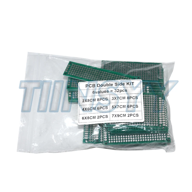 32Pcs Double Sided PCB Board Prototype Kit Universal Printed Circuit Protoboard For DIY Soldering Project