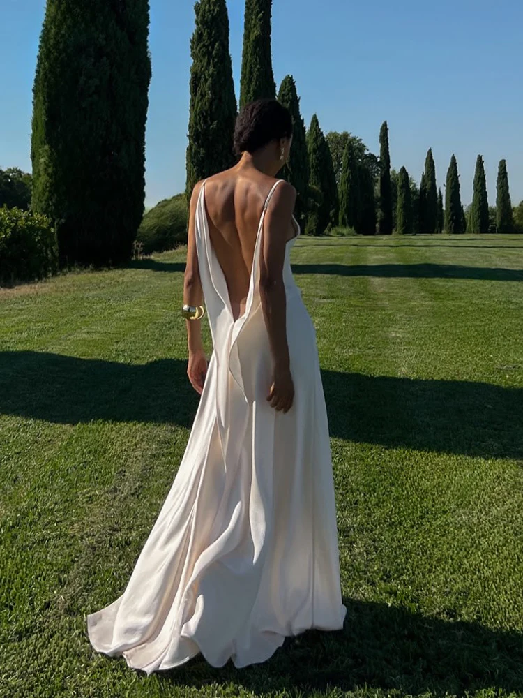Tief Ausgeschnittenes Seitlich Geschlitztes Langes Kleid Damen Sexy Ärmelloses Rückenfreies Plissiertes Party-Abendkleid Charmantes Damenkleid Vestidos Longo – Detail 10