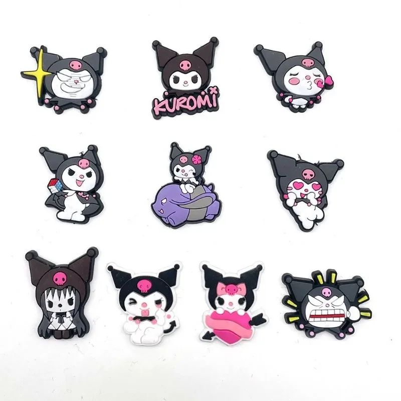 Sanrio Kawaii Kuromi cartoon cute and versatile personality creative casual beach hole shoes decorative shoes flower buckle