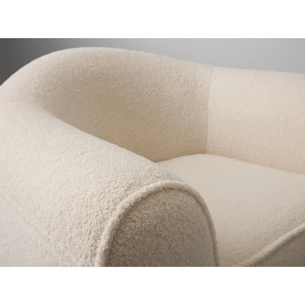 Modern Upholstered Fabric Barrel Single Sofa Chair Accent Chair Armchair with Solid Wood Frame Cotton Filling for Living Room