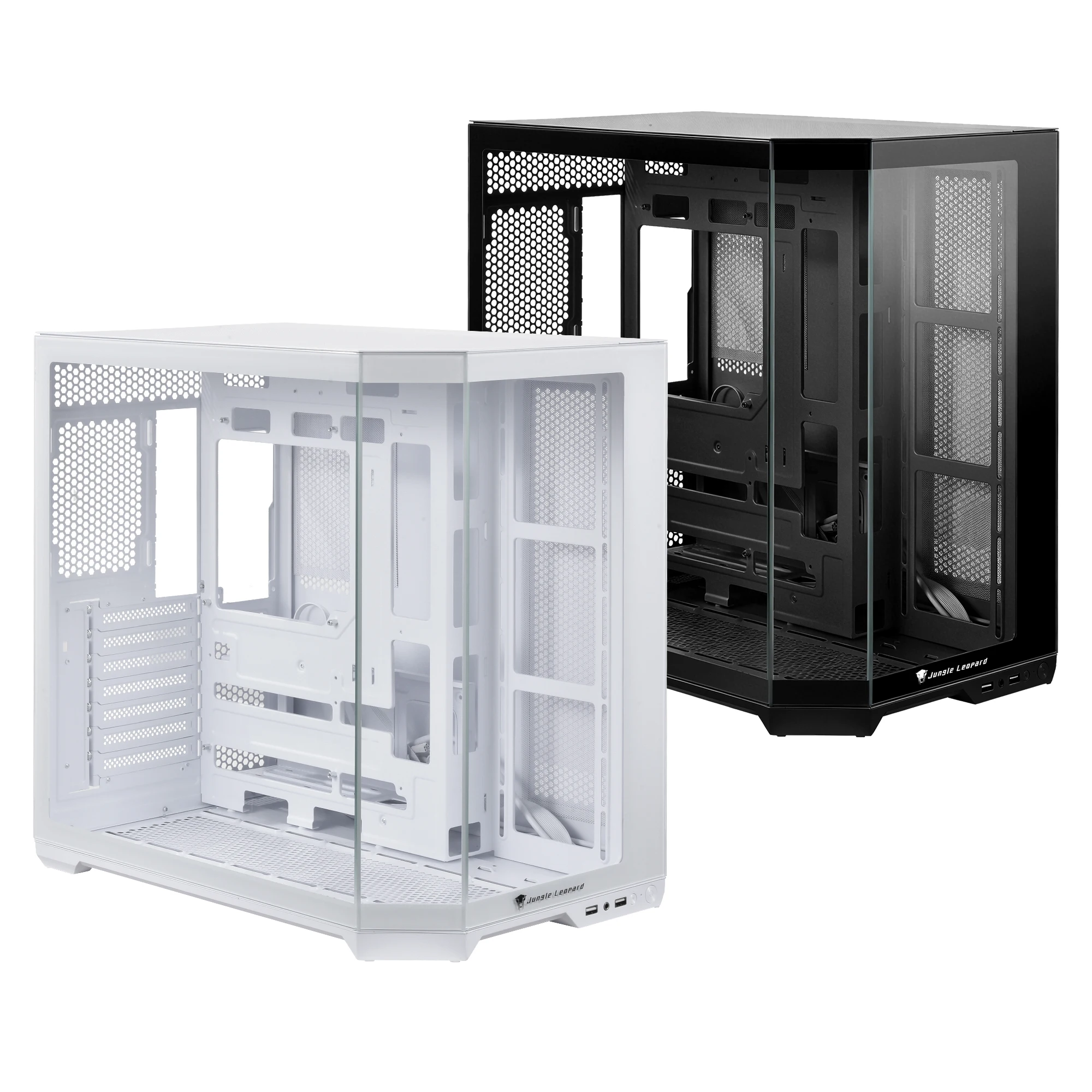 ATX PC-Gehäuse mit Hohem Luftdurchsatz, Gehärtetem Glas, Mid-Tower Computergehäuse, Modulares Design für E-ATX ITX MATX Motherboards
