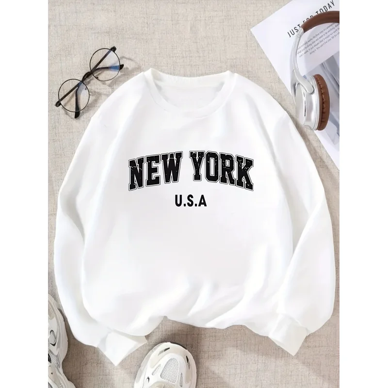 Casual Fashion Long-Sleeve Round-Neck Sweatshirt with Letter Print