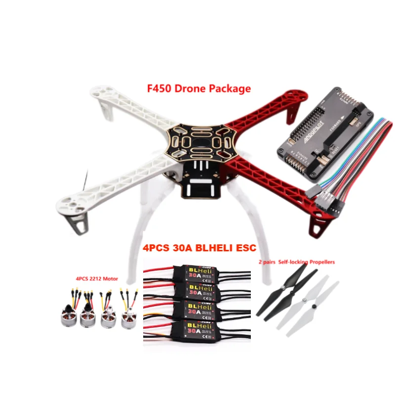 F450 Drone Kit With 450 Frame For APM2.8 flight control copter Quadcopter BLHELI 30A 2212 Motor ESC With Landing Gear