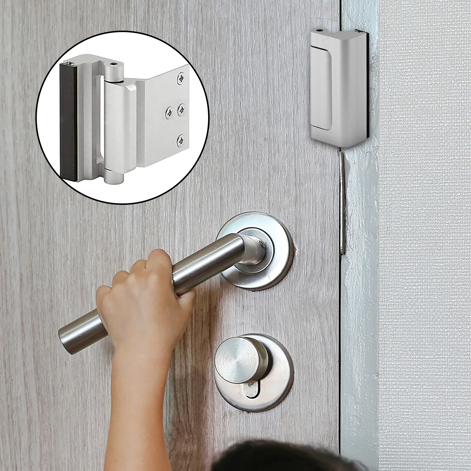 Home Door Lock, Reinforcement Guard Aluminum Latch Device, , for Inward Swinging Wooden Childproof Door Office