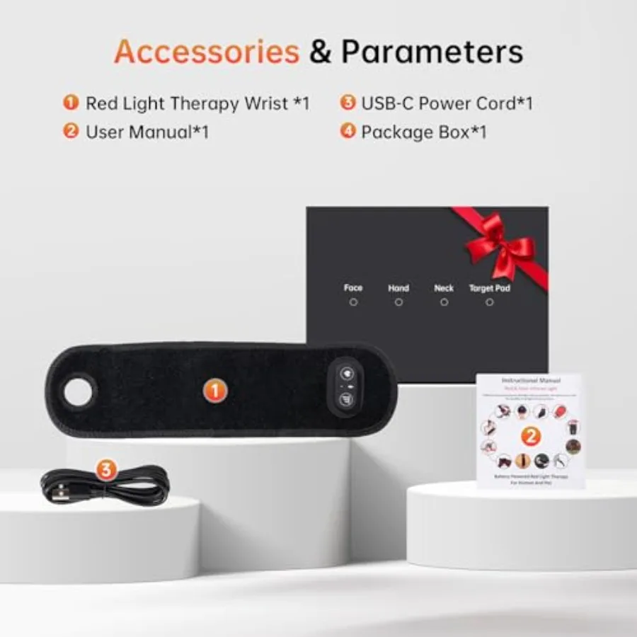 Red Light Therapy for Hands Wrist with Heat 660nm and 850nm Near Infrared and Red Light Therapy for Wrist Wrap with 48 Beads fo