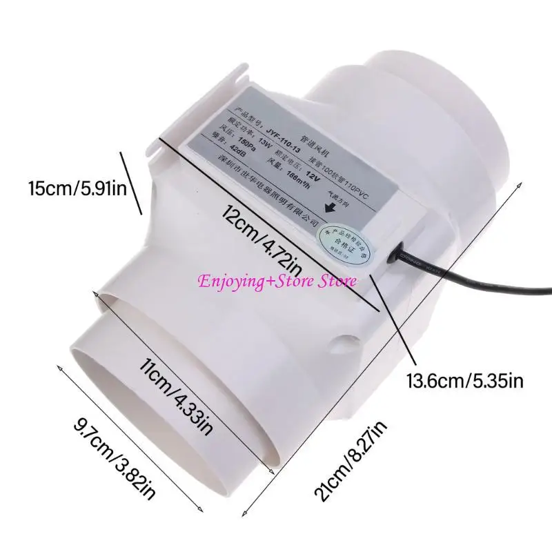 G6DA 12V 5.5x2.1mm كفاءة عالية 4 بوصة مروحة هواء العادم للاحتباس الحراري والطابق السفلي