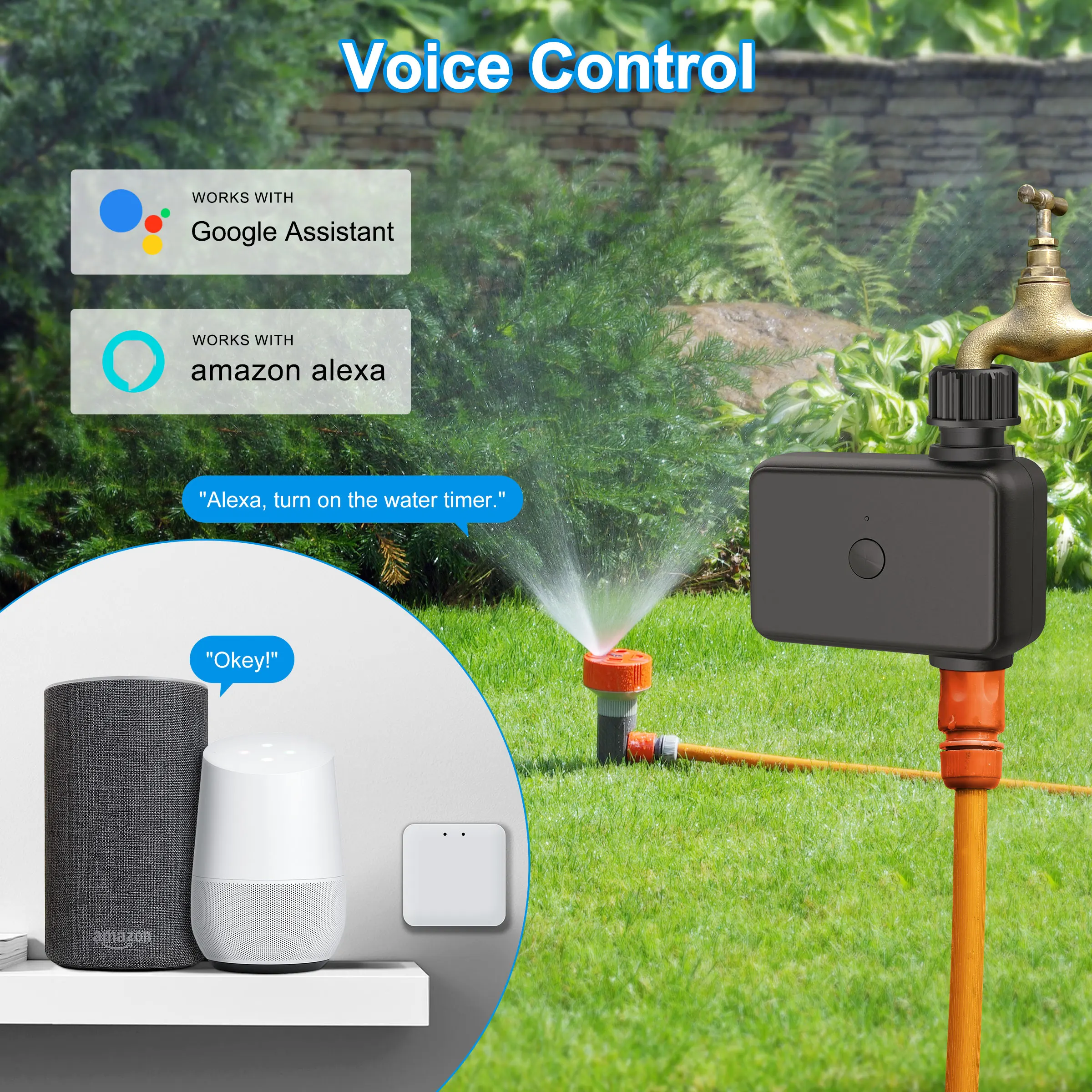 Timer per irrigatore intelligente GIRIER Tuya, Timer per irrigazione Bluetooth WiFi per sistema di irrigazione a goccia automatico per la cura del