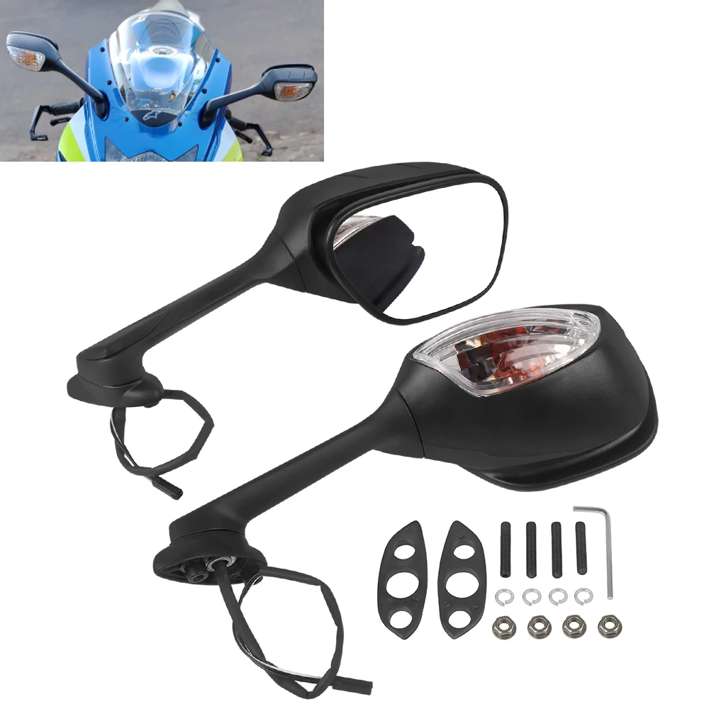 For Suzuki GSXR750 GSXR600 GSX-R600 750 K6 K11 2011-2015 GSXR 1000 K9 2009-2013 Rearview Mirrors Foldable Turn Signals LED Light