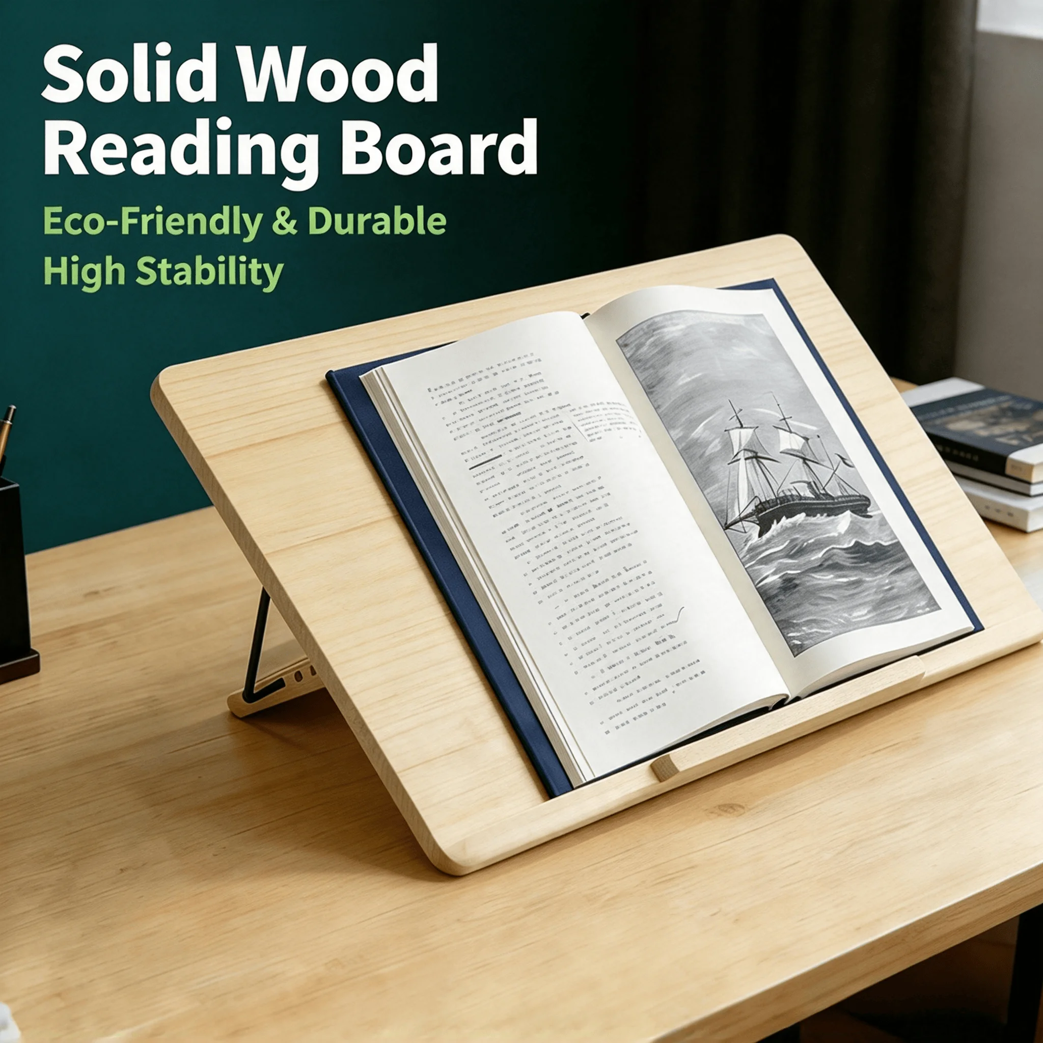Adjustable Reading Board, Tilted Desktop Book Stand, Portable Reading Slope Board for Textbooks, Music Scores & Office Documents