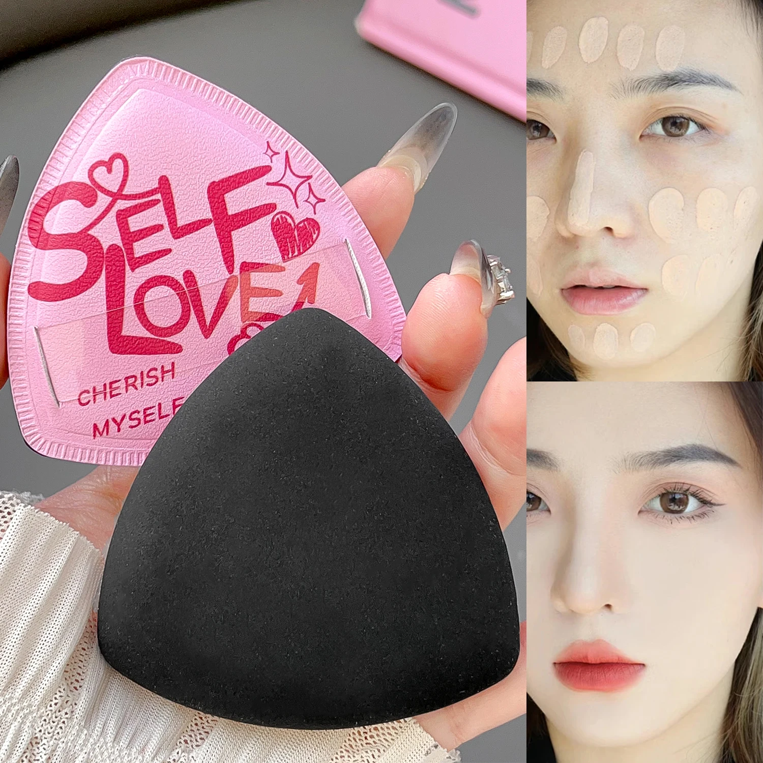 Triangle Air Cushion Powder Puff with Box Sets for Foundation Concealer Makeup Application Tool Wet Dry Dual-use Cosmetics Puffs