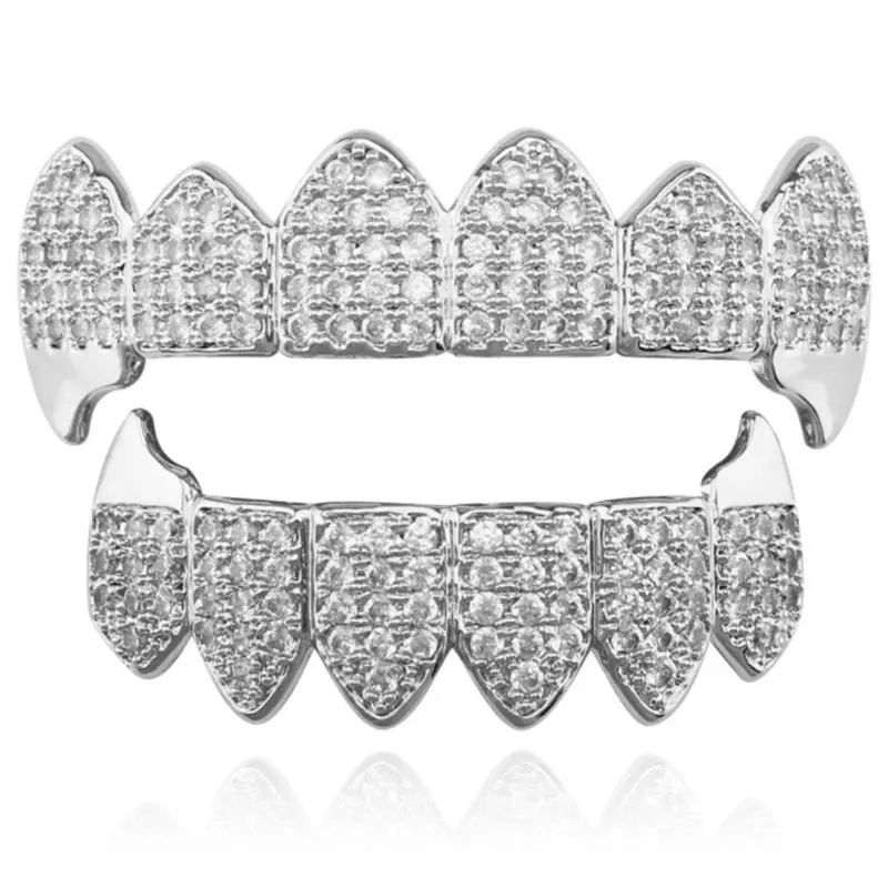 Silver Plated Top & Bottom Grillz Mouth Teeth Grills High Quality, Silver image 6
