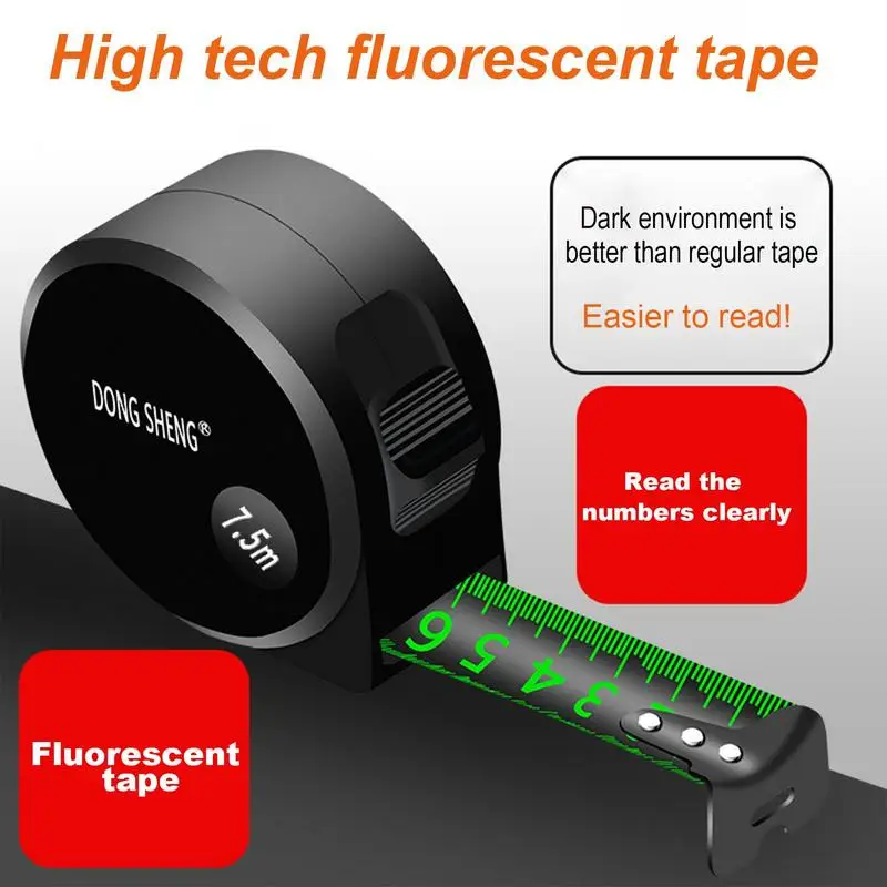 Fluorescent Steel Tape Measuring Tool High-Precision Laser Inkjet Code Box Ruler Measure Fluorescent Widened Meter Ruler