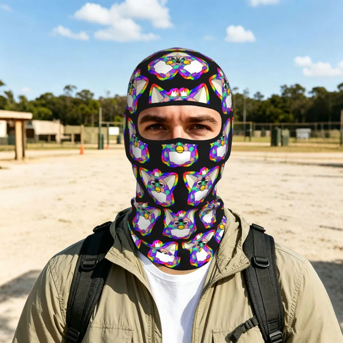 Gay Tye Dye Furby Relaxed Fit Thin Balaclava Full Face Mask Sun Protection Neck Gaiter For Motorcycle Cycling Fishing Outdoor