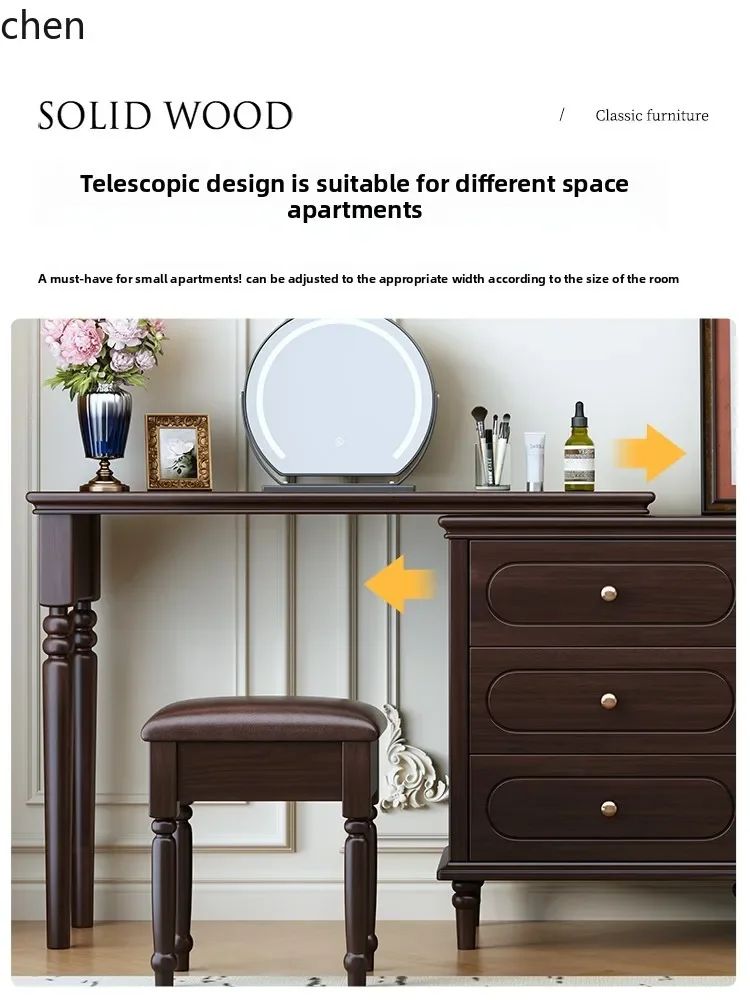 TQH7.2 Solid Wood Dressing Table and Chest of Drawers Integrated Bedroom Storage Cabinet Corner Makeup Table view 2