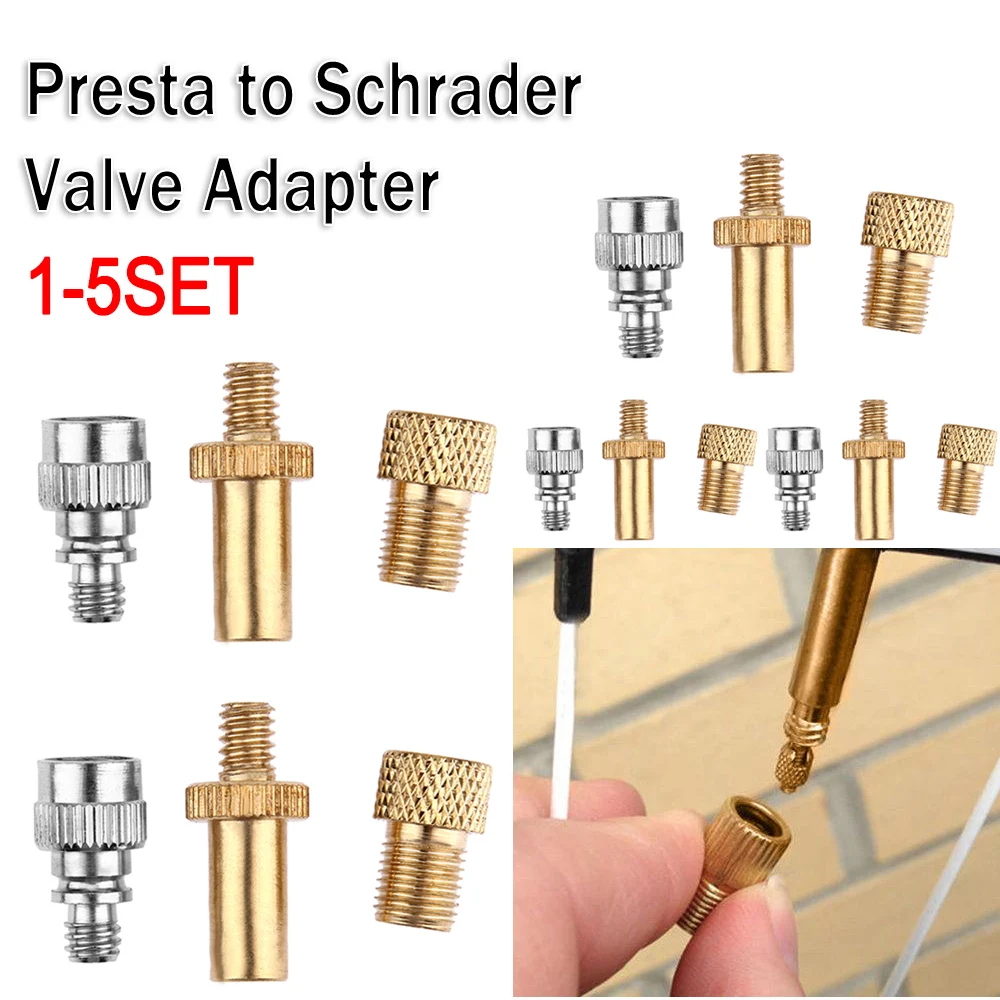 1-5 Set Bicycle Schrader to Presta Valve Adapter Extension No Leakage Environmental Protection Seal Ring for Cycling Accessories