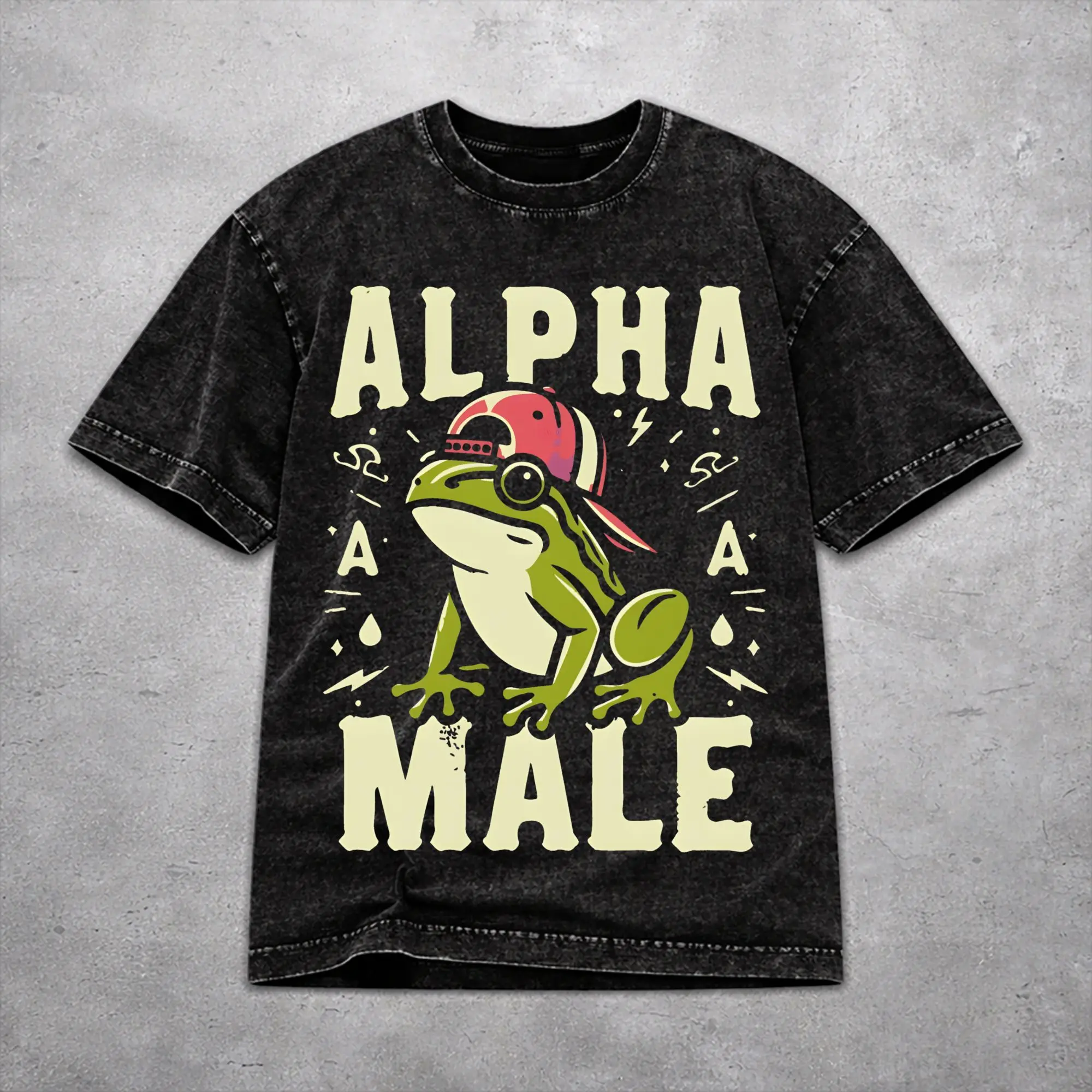 Men Women Vintage Washed T-shirts Alpha Male Flog Lover  Printed Shirt Accessories Oversize  Tees Tops