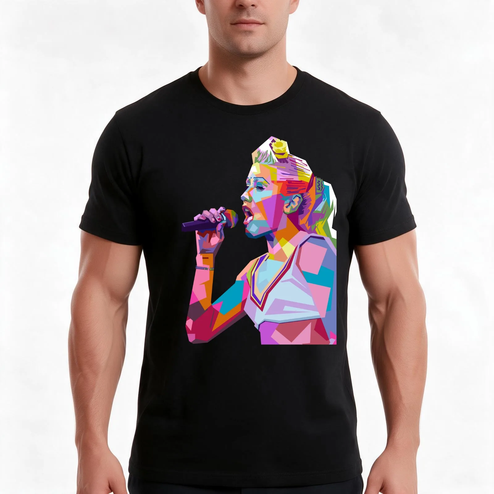 Gwen Stefani Pop Art T-Shirt, Summer Casual Cotton Tee, Oversized Streetwear Tops, Vintage Graphic Print, Loose Fit Short Sleeve